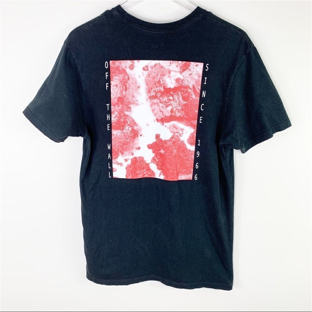 VANS Mens Black T-shirt‎ Pink/Red/White Abstract Graphic Sz Med